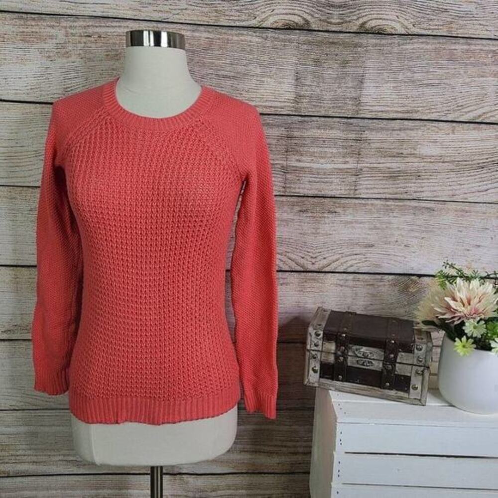 Aeropostale Women's Loose Knit Pullover Sweater Pink Coral Size Extra Small